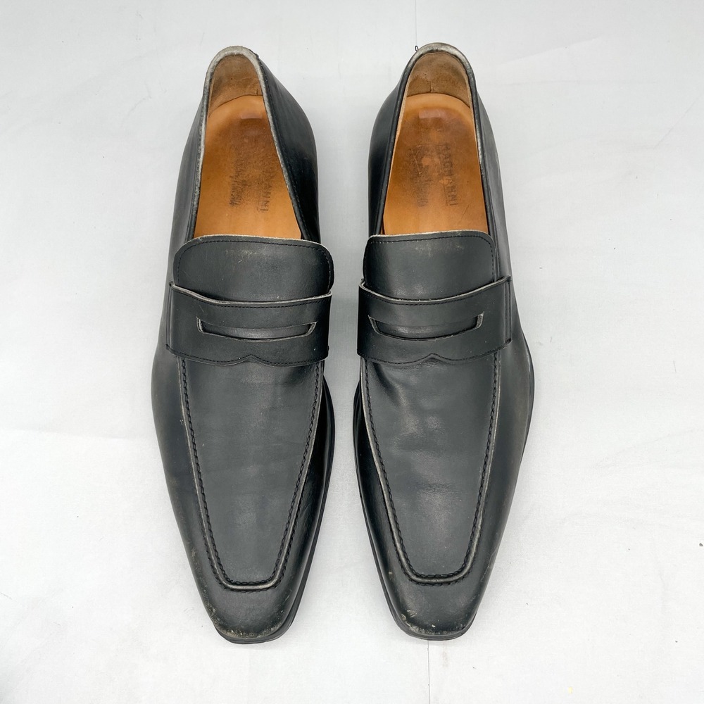 Magnanni Mens 13M Penny Loafers Shoes Black Leather Preppy Classic Goth